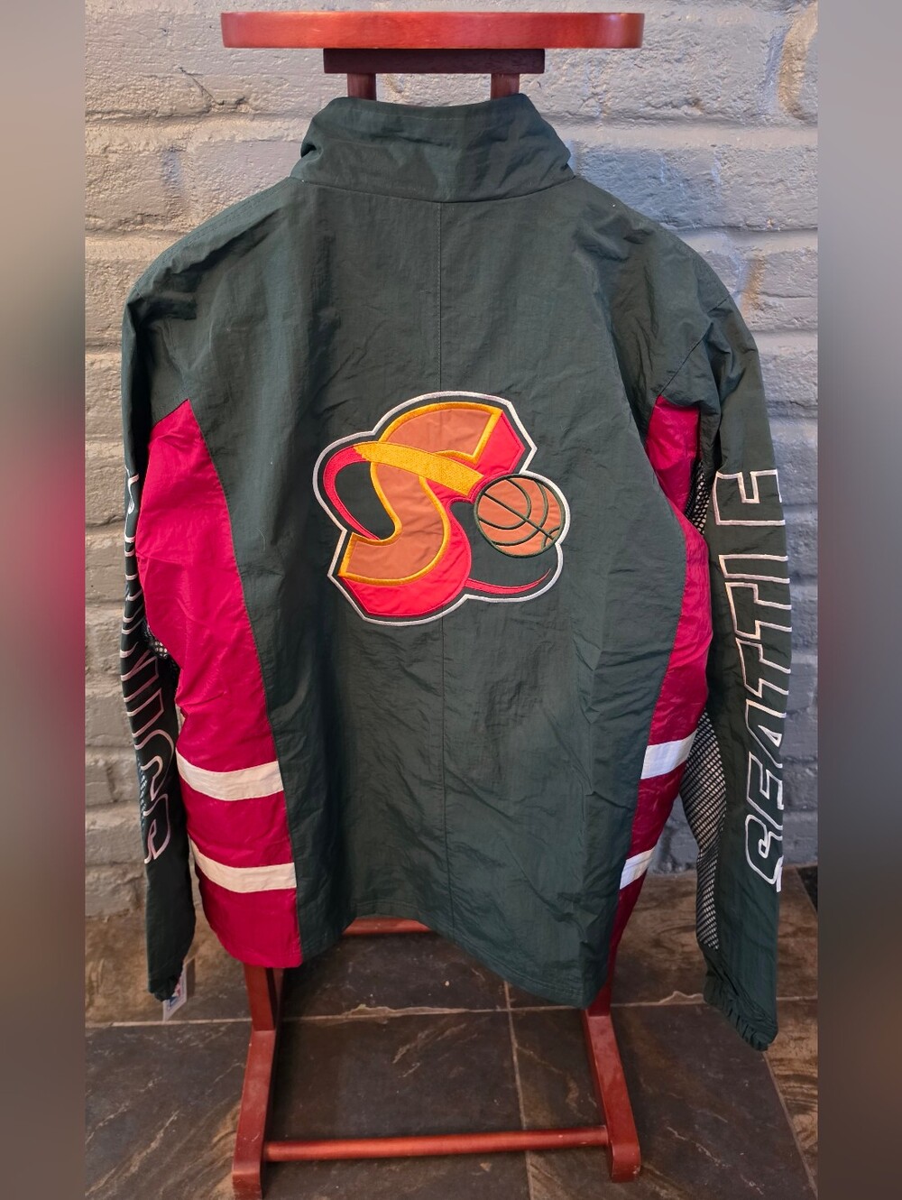 90's Vintage Deadstock Seattle SuperSonics Colorblock Warm Up Jacket NBA XL